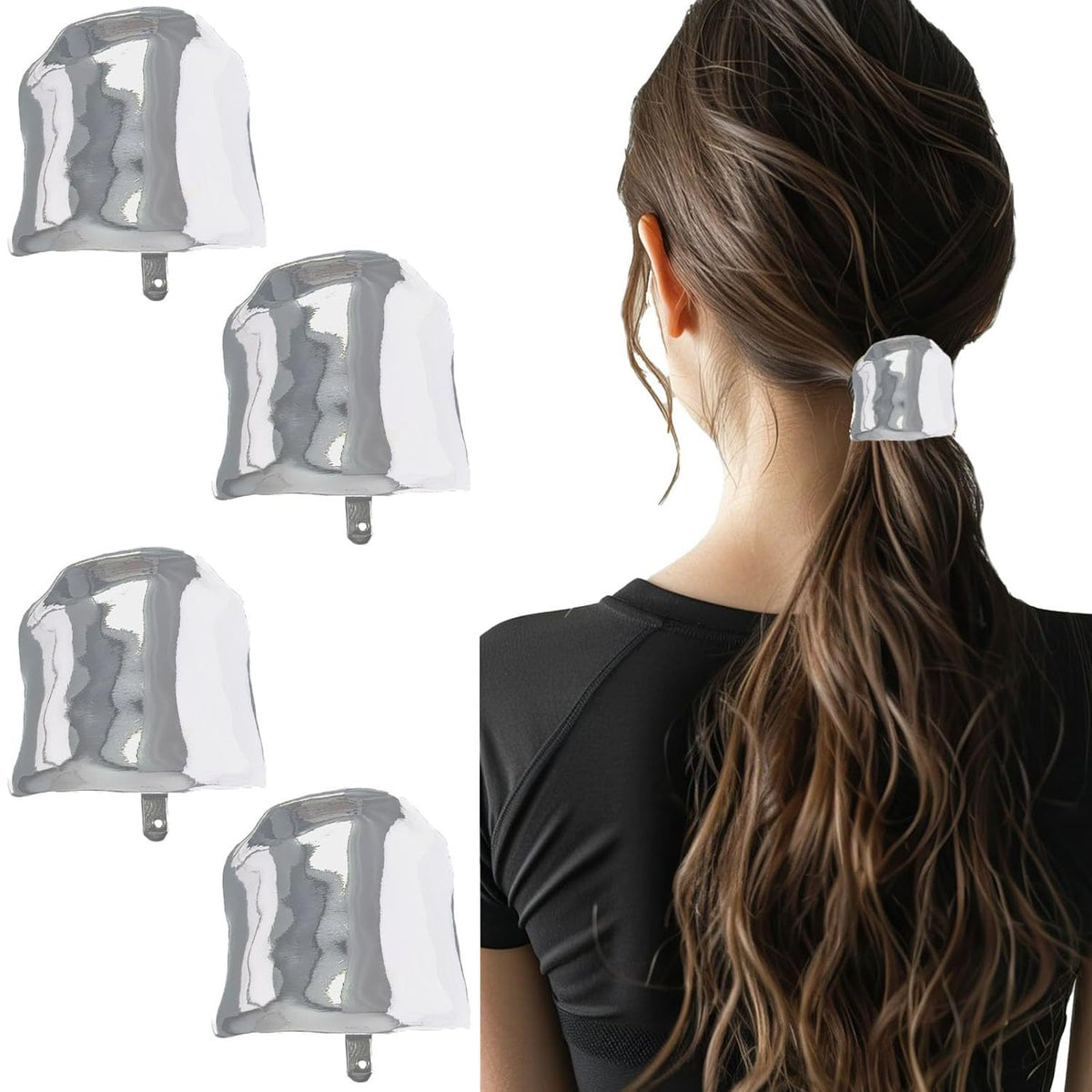 4pcs Lava Texture Hair Clips for Low Ponytail and Decorative Use