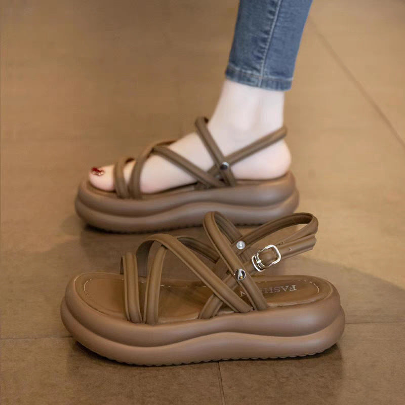 Thick-Soled Genuine Leather Sandals