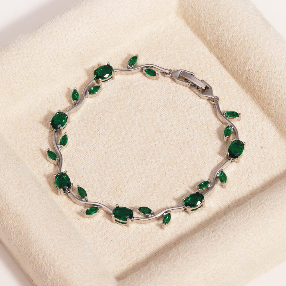 Multicolor Crystal Leaf Design Stackable Bracelet
