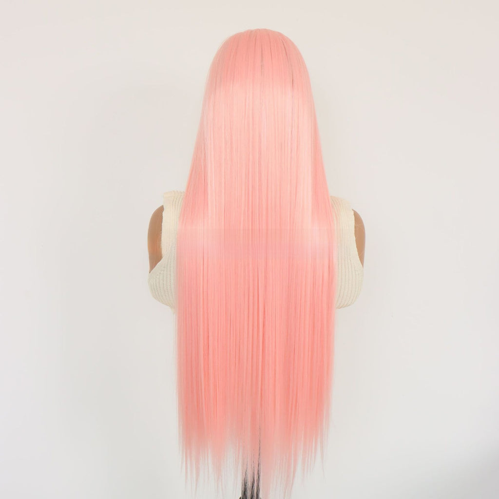 Light Pink Lace Front Synthetic Long Straight Wig