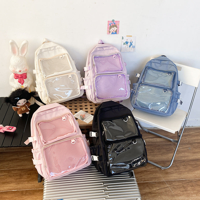 Japanese Style Transparent Badge Backpack