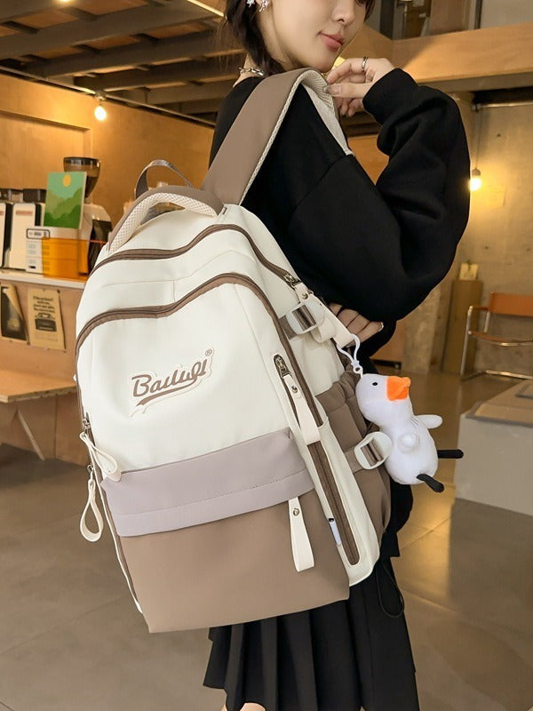 Nylon Letter Print School Backpack