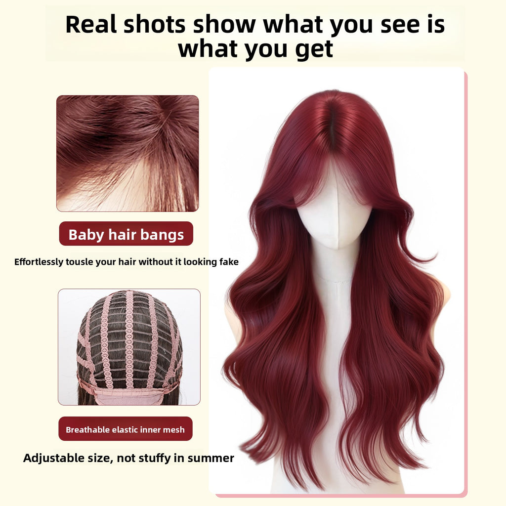 Long Curly Raspberry Red Synthetic Hair Wig