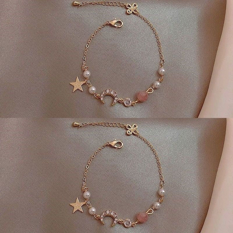Star Moon Zircon Pearl Bracelet