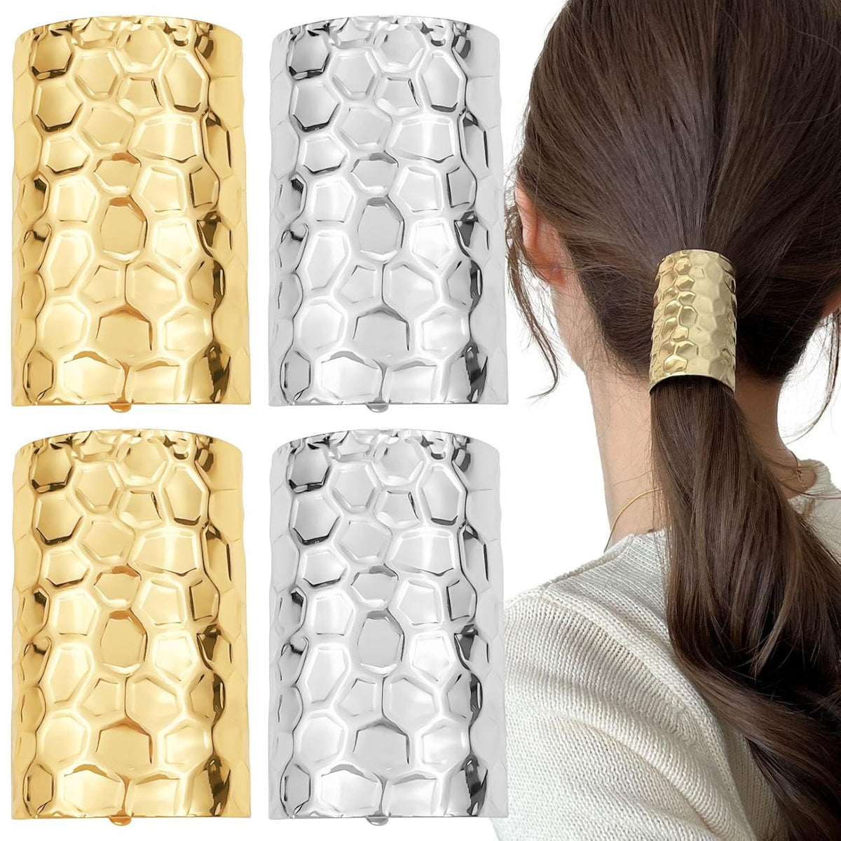 4pcs Lava Texture Hair Clips for Low Ponytail and Decorative Use