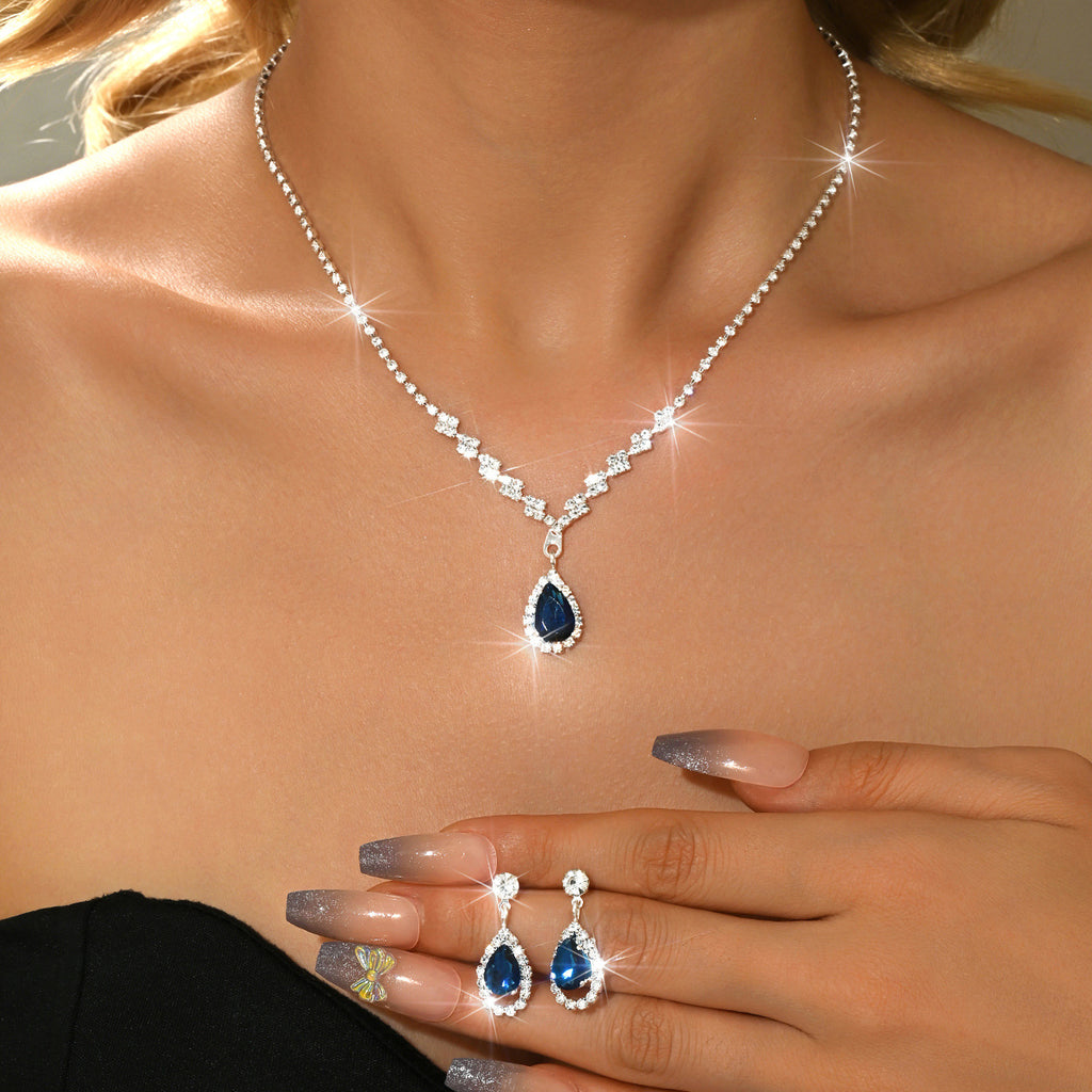 Fashion Minimalist Water Drop Pendant Necklace Earrings Bracelet Ring