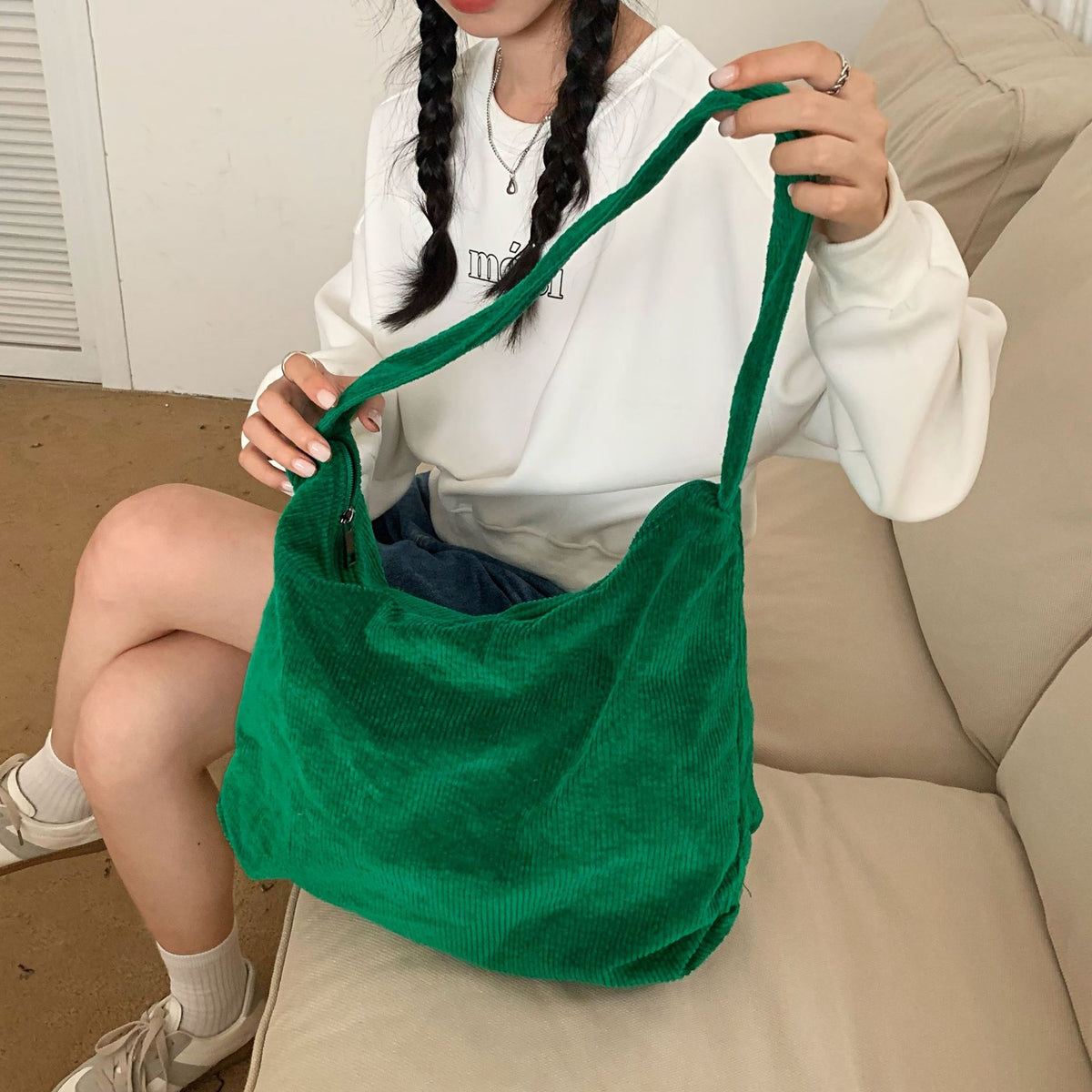 Corduroy Tote Bag Shoulder Bag