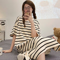 Women's Short Sleeve Nightgown Long Sleep Dress