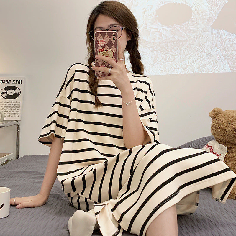 Women's Short Sleeve Nightgown Long Sleep Dress