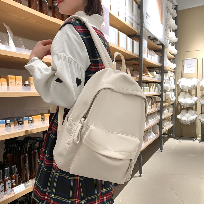 Japanese Style Solid Color Nylon Backpack