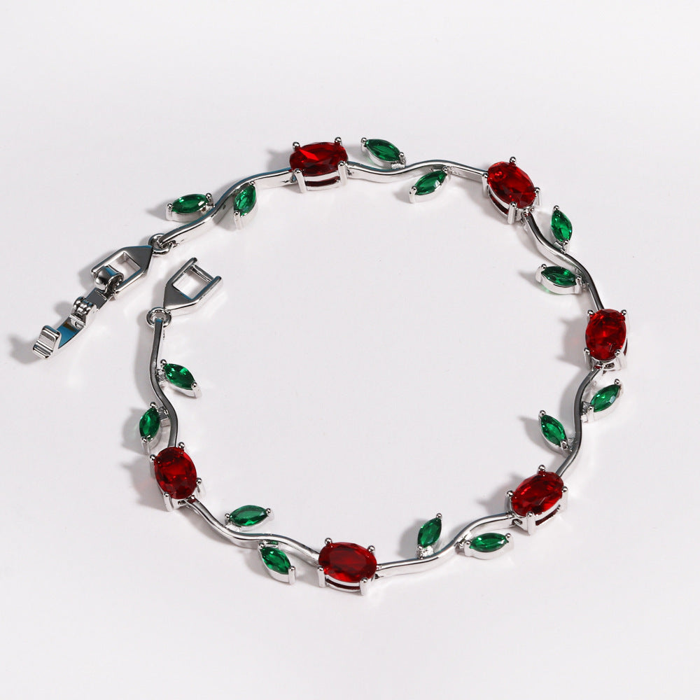 Multicolor Crystal Leaf Design Stackable Bracelet