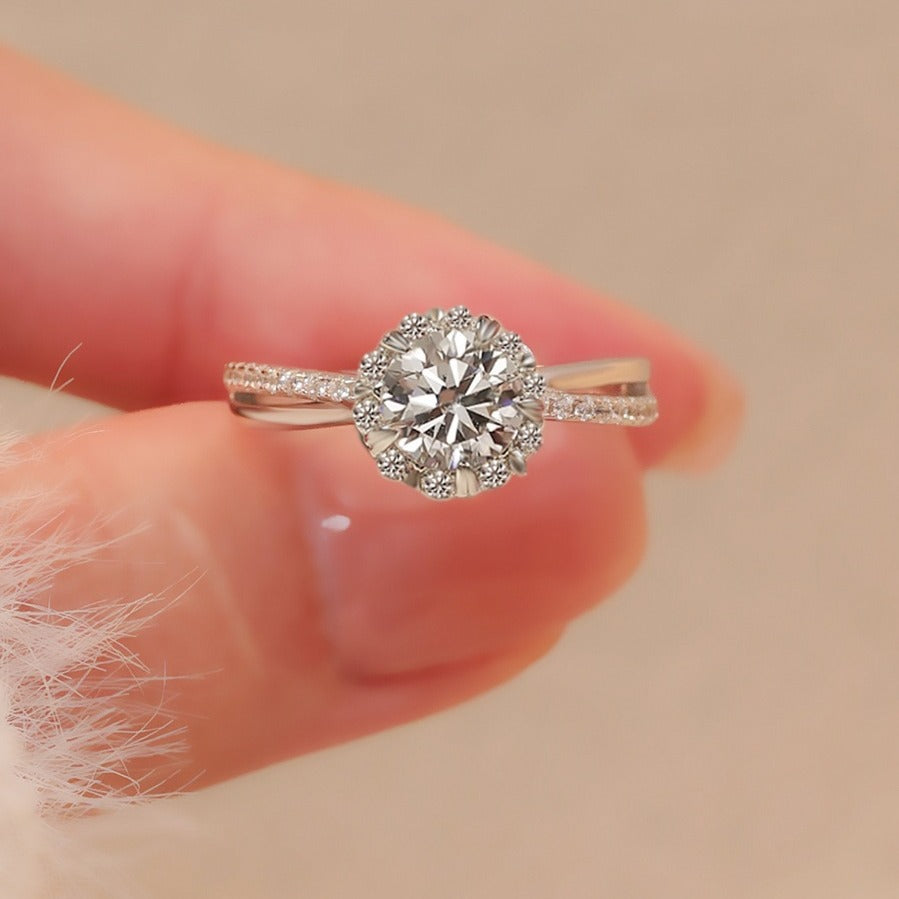 Adjustable Moissanite Engagement Ring with Geometric Design