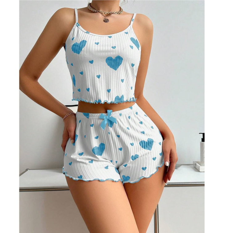 Heart Print Womens Pajama Set