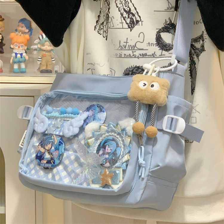 Transparent Crossbody Bag with Decorative Pendant