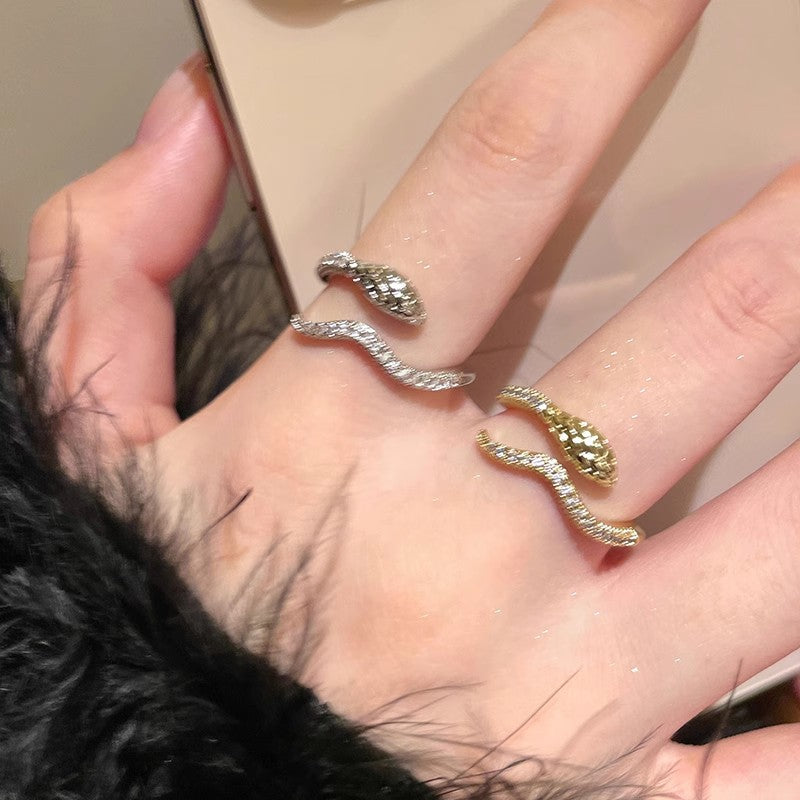 Adjustable Snake Design Diamond Accent Ring