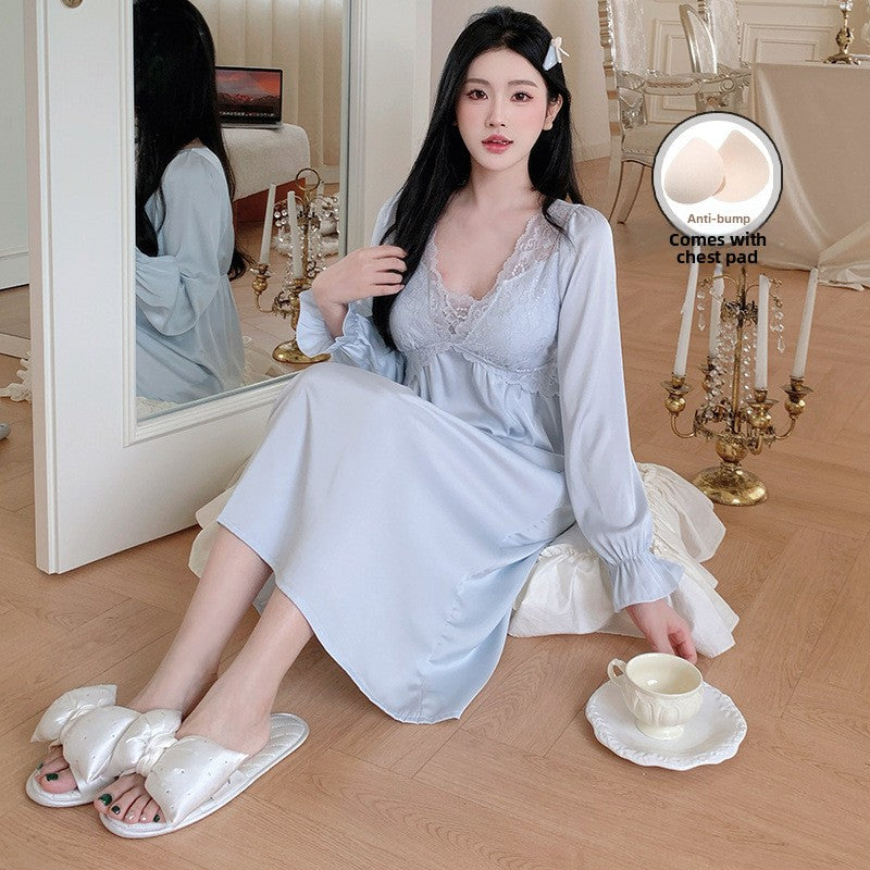 Women Ice Silk Lace Nightgown
