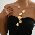 Geometric Hollow Circle Pendant Layered Chain Necklace