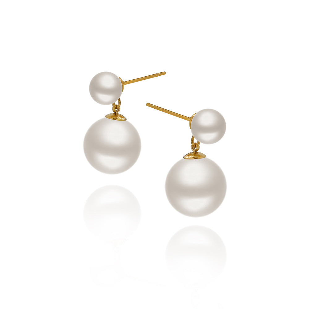Vintage Pearl Drop Earrings Gold Plated