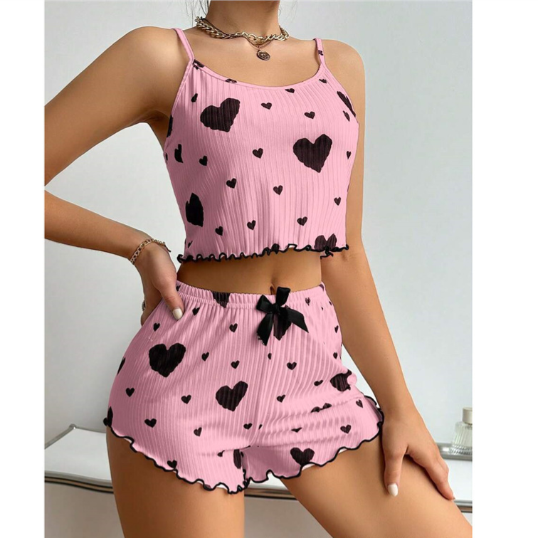 Heart Print Womens Pajama Set