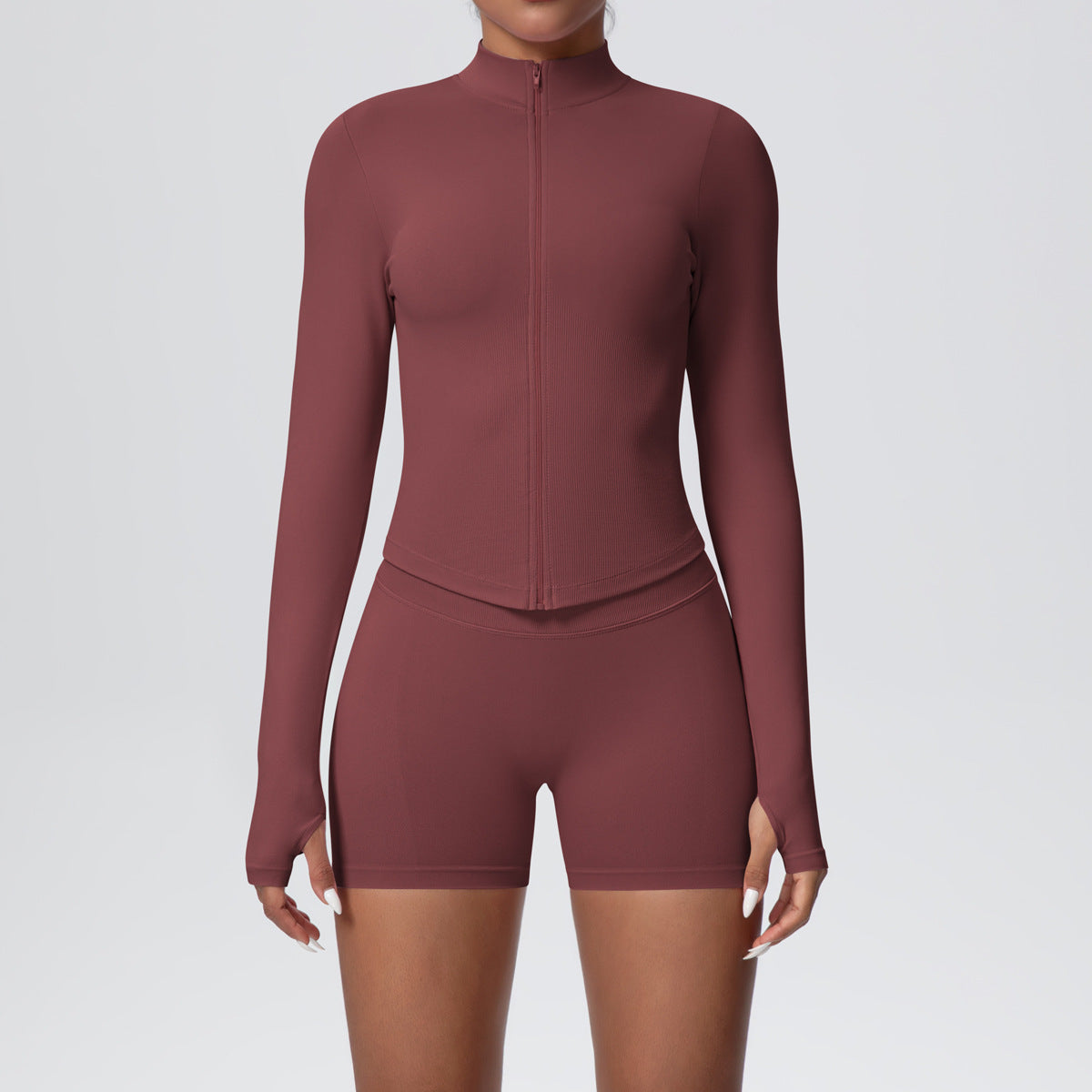 Womens Seamless Fitness Jacket and Shorts Set