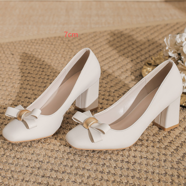 Womens Square Toe Chunky Heel Shoes