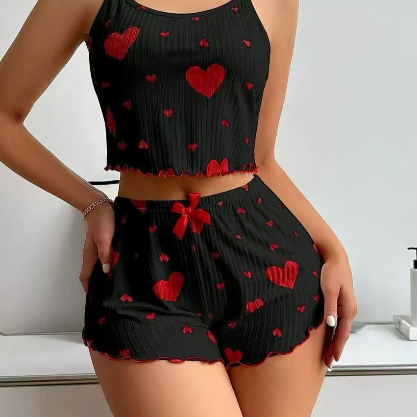 Heart Print Womens Pajama Set