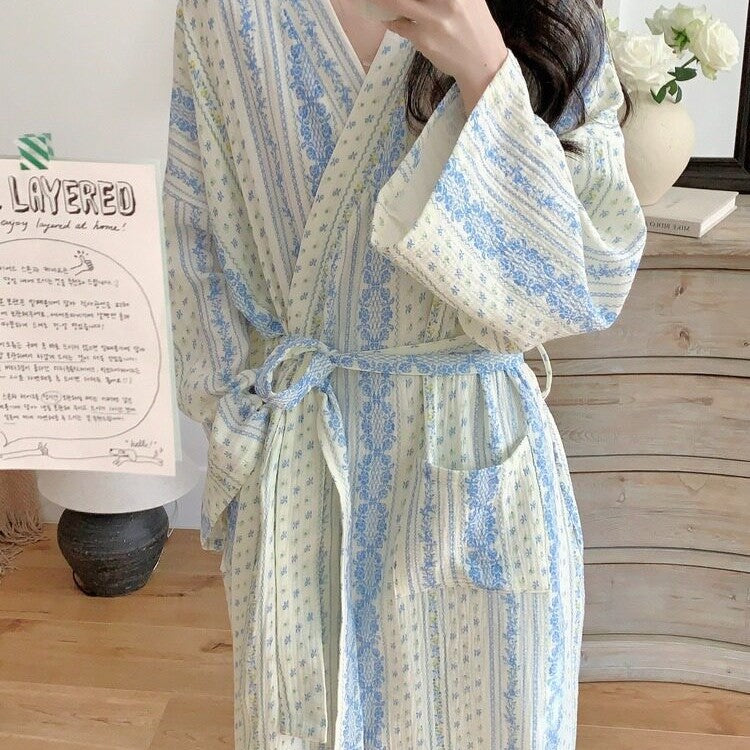 Retro Floral Nightgown Long Sleeve Sleepwear