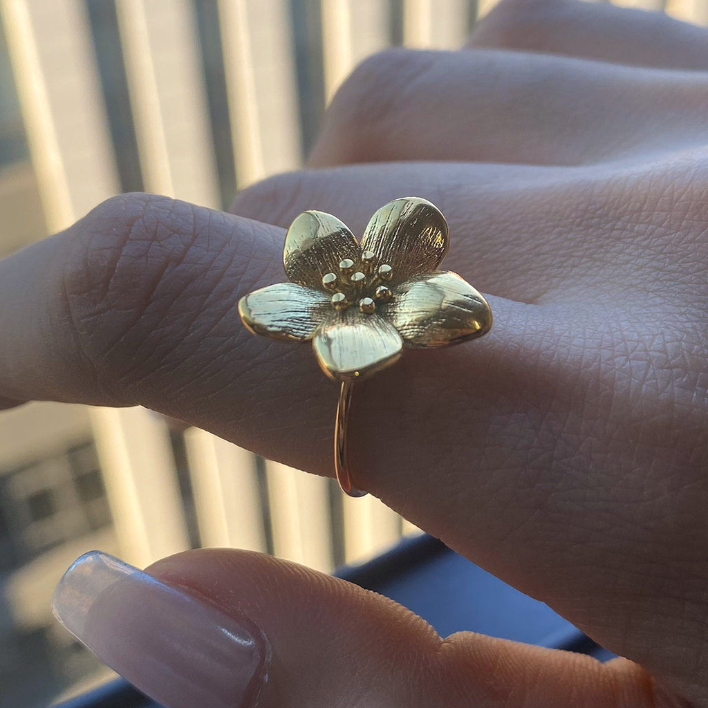 Floral Design Stainless Steel Adjustable Ring