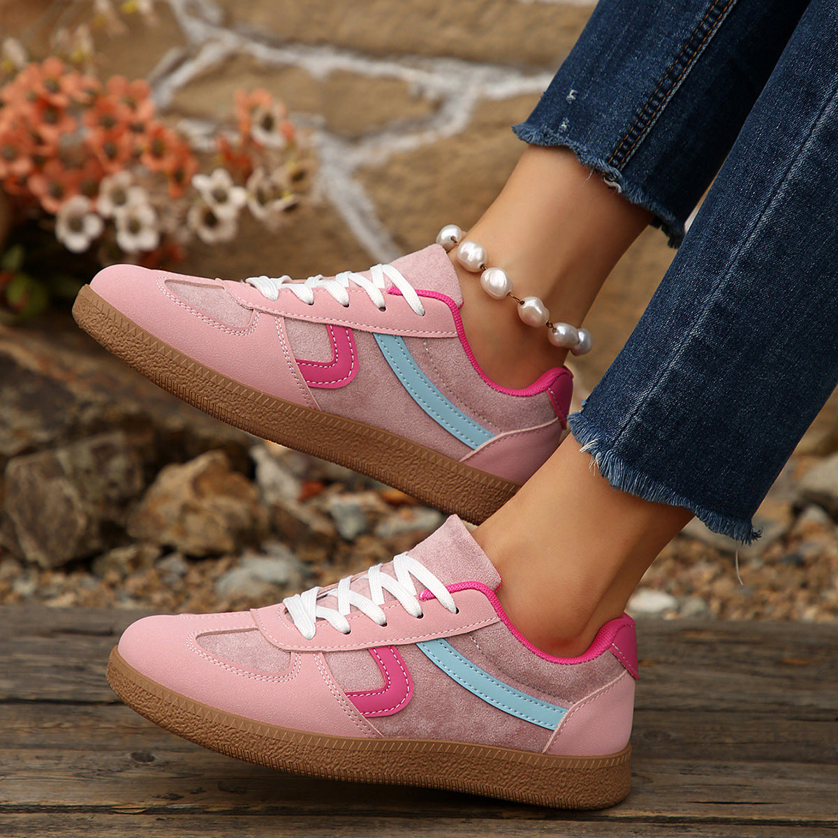 Womens Flat Sole Breathable Sneakers