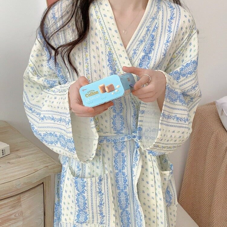 Retro Floral Nightgown Long Sleeve Sleepwear
