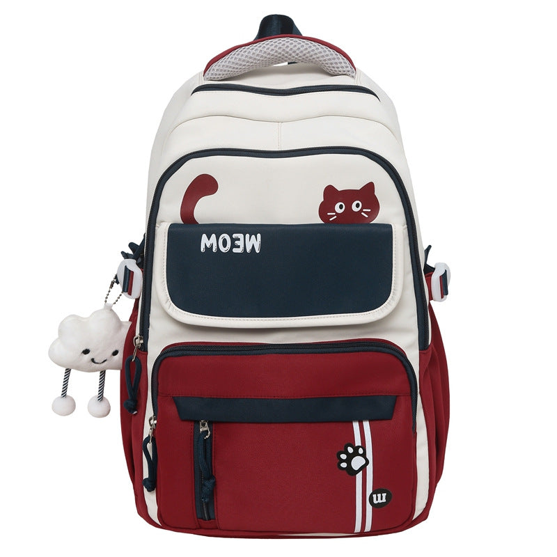 Trendy Color-Blocking Backpack Large Capacity