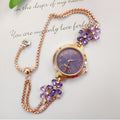 Flower-Shaped Diamond-Encrusted Women's Quartz Watch