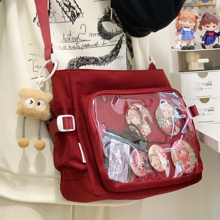Transparent Crossbody Bag with Decorative Pendant