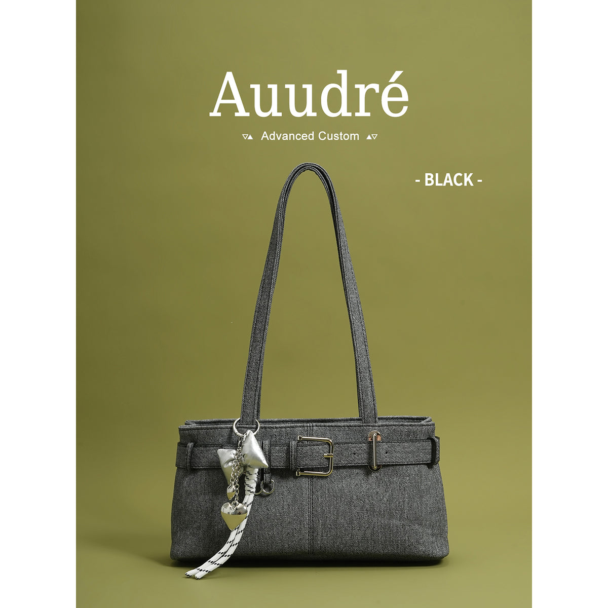 Soft PU Baguette Shoulder Bag with Pendant