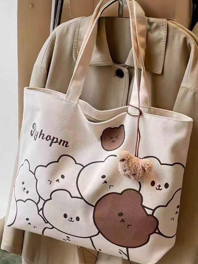 Casual Large-Capacity Bag for Female College Students ? Summer New Design with Cartoon Bear Pattern