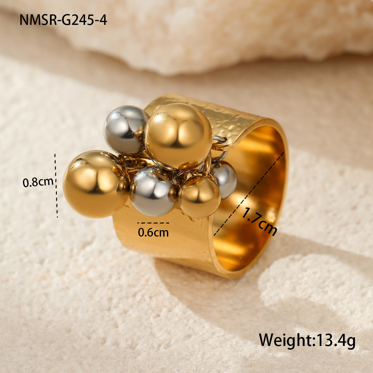 Stainless Steel Gold Plated Geometric Ring