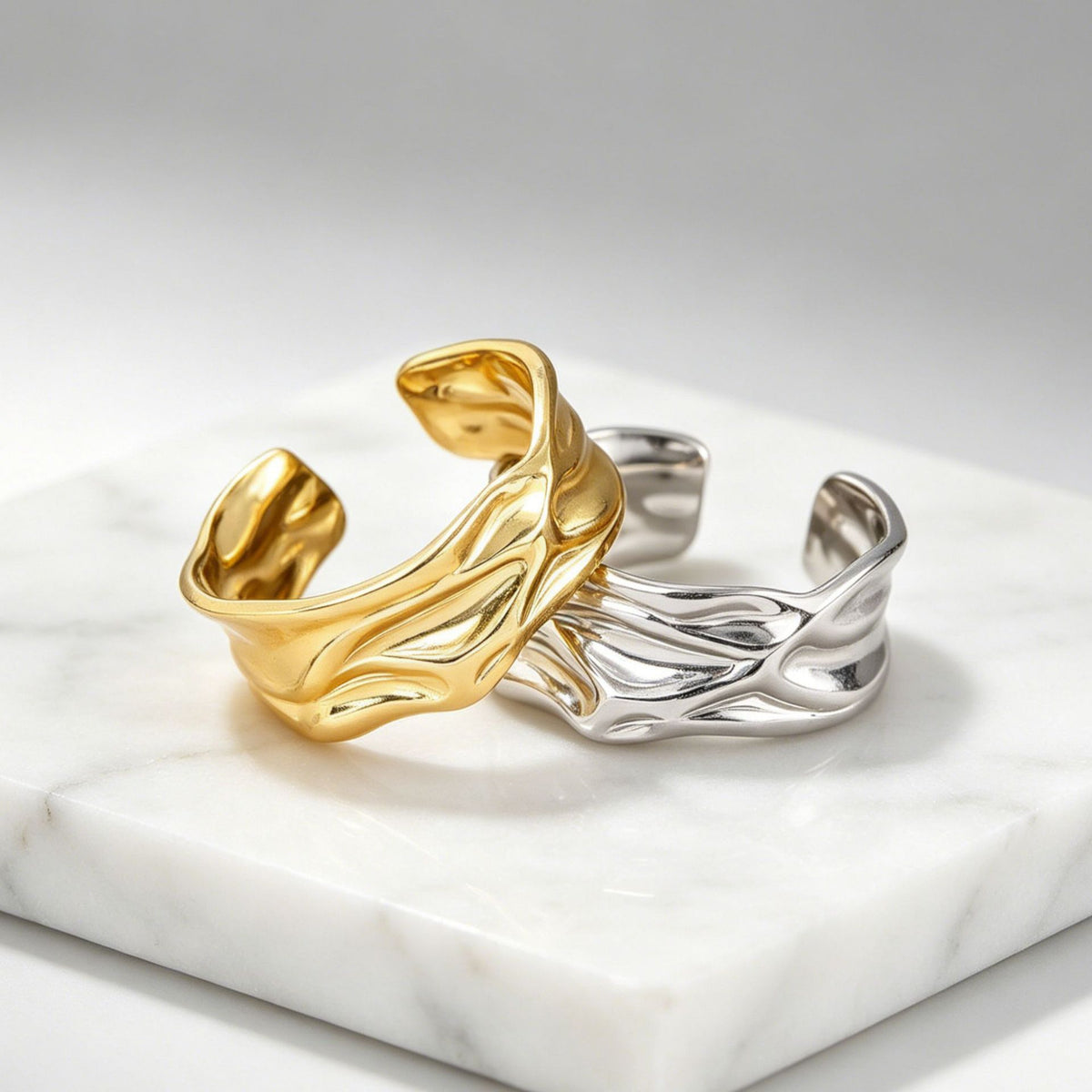 Titanium Steel Adjustable Wave Ring