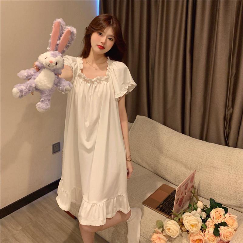 Princess-Style Short Sleeve Nightgown