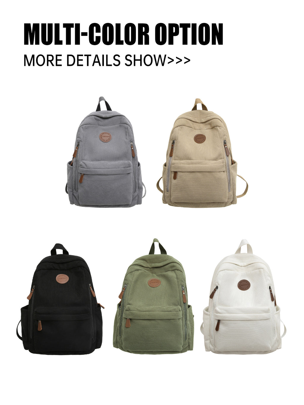 Corduroy School Backpack for Students