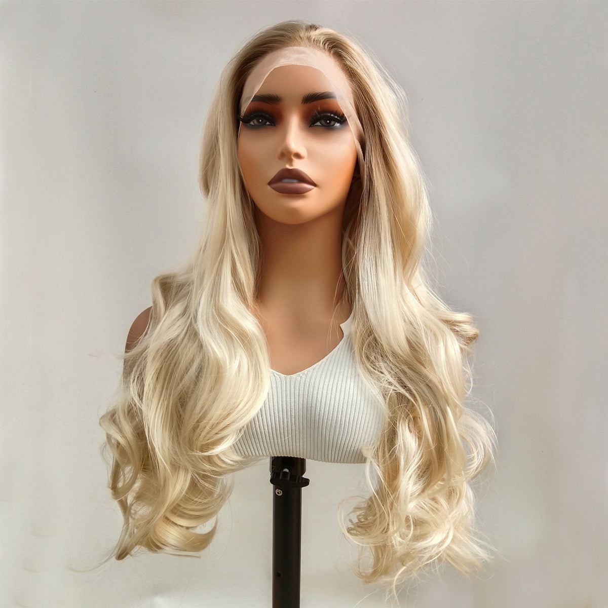 Front Lace Synthetic Wig Brown Platinum Gradient