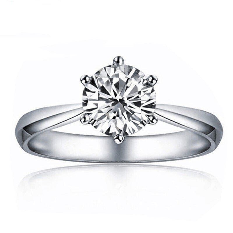 Classic Six-Claw Moissanite Simulation Wedding Ring