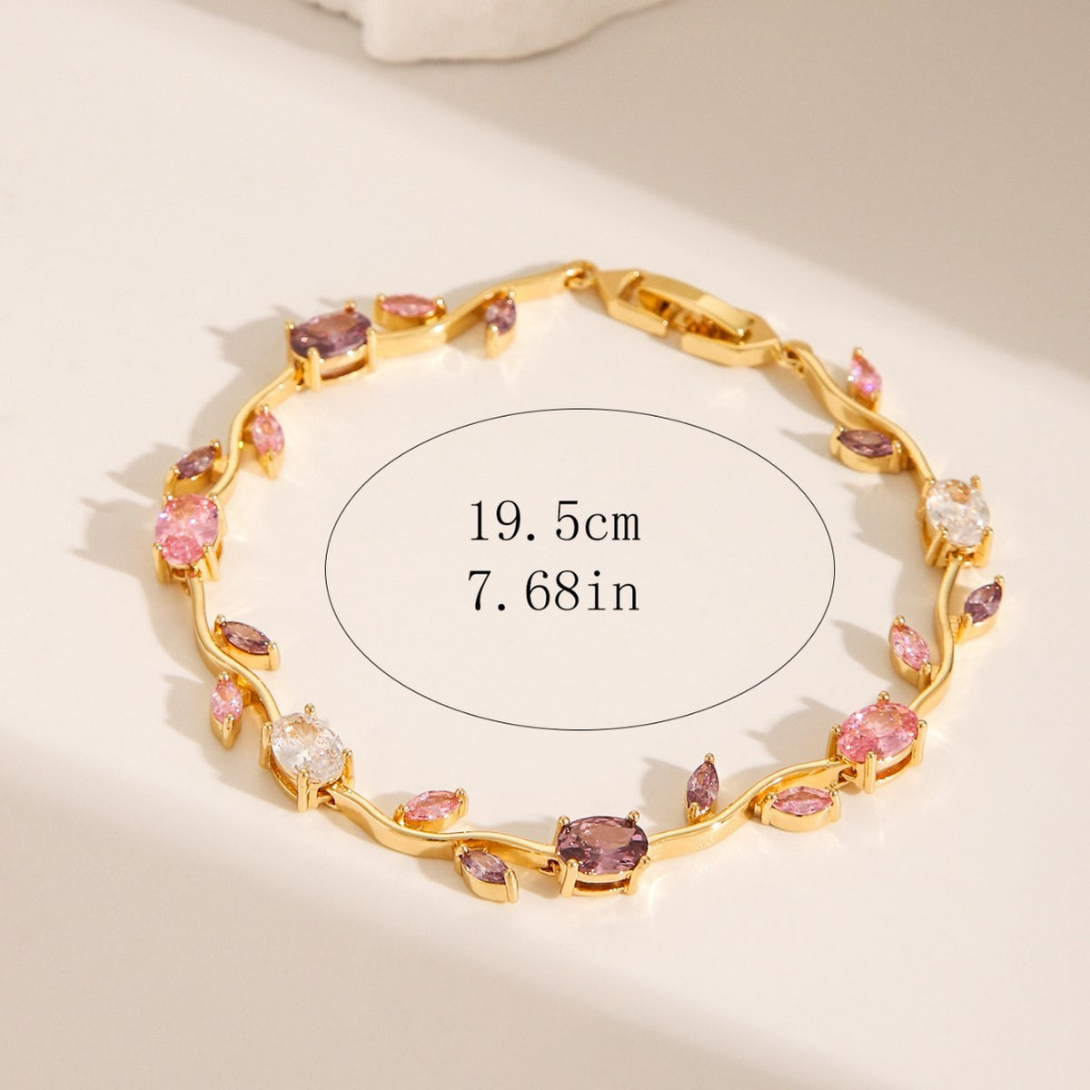 Multicolor Crystal Leaf Design Stackable Bracelet