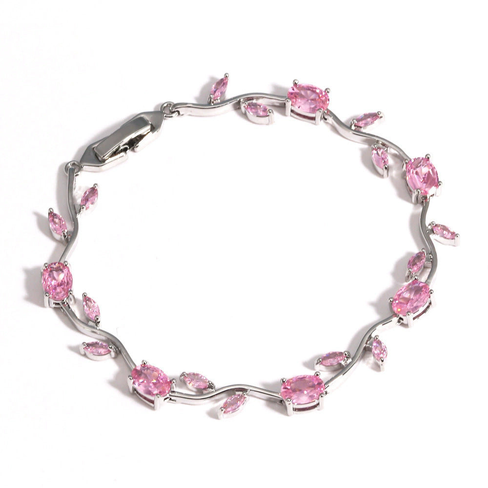 Multicolor Crystal Leaf Design Stackable Bracelet