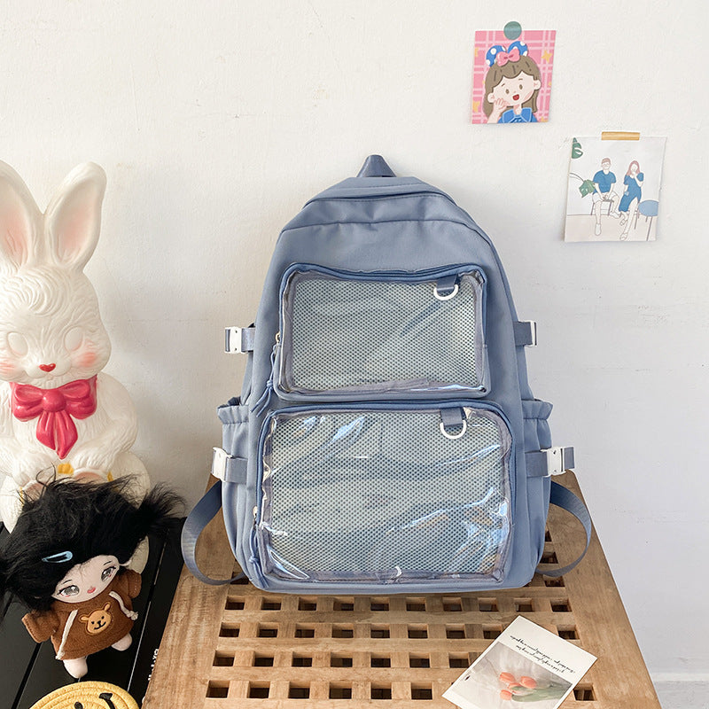 Japanese Style Transparent Badge Backpack