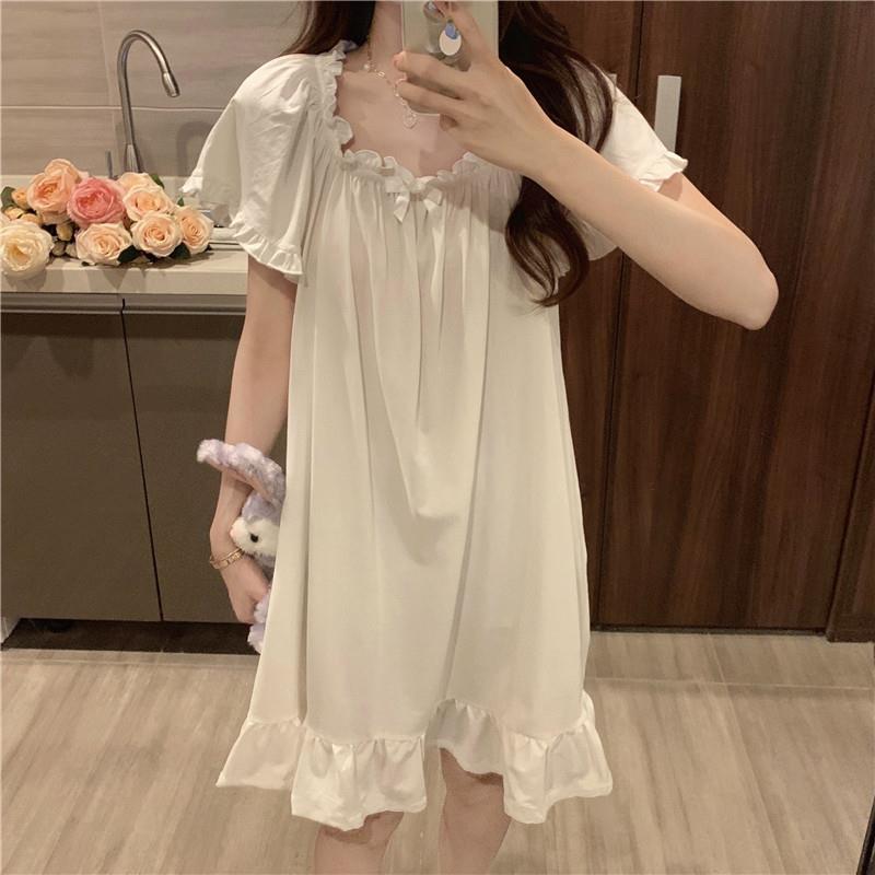 Princess-Style Short Sleeve Nightgown