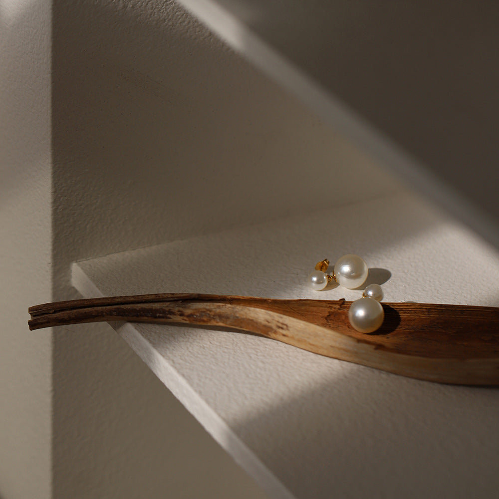 Vintage Pearl Drop Earrings Gold Plated
