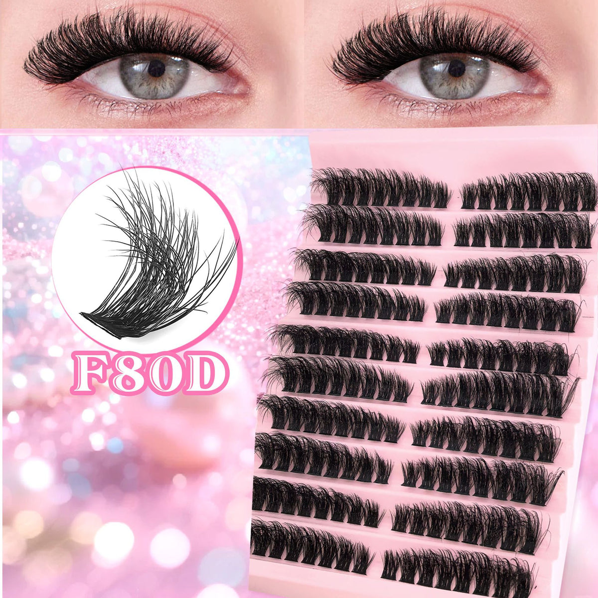 False Eyelashes 10 Rows Mixed Segmented Lashes