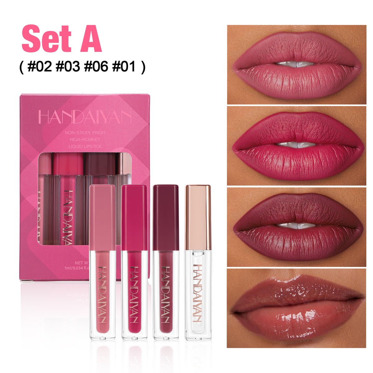 4pcs HANDAIYAN Pearl Lip Gloss