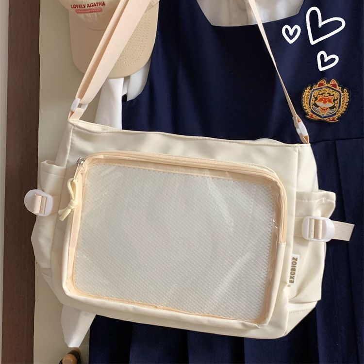 Transparent Crossbody Bag with Decorative Pendant