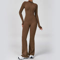 Tight Zip Up Dance Yoga Jumpsuit Flared Pants